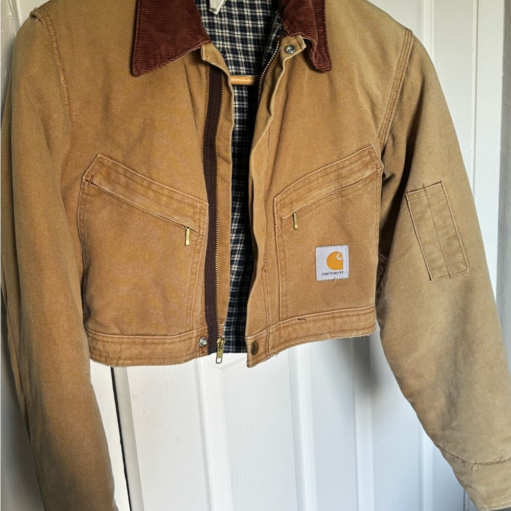 Carhartt Tan Jacket with Plaid Lining
